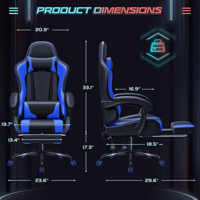 Synthetisches Leder-Rennspielstuhl mit Massage-Lumbalstütze und 360-Schwenksitz