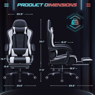 Rennspielstuhl mit Massage Lendenunterstützung und 360 Dreh-Sitz 18,5 &quot;D x 23,61&quot; W x 50,4&quot; H