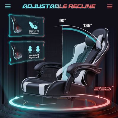 Rennspielstuhl mit Massage Lendenunterstützung und 360 Dreh-Sitz 18,5 &quot;D x 23,61&quot; W x 50,4&quot; H