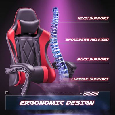Computerspielzimmer Drehstuhl mit Massage Lumbalunterstützung und ergonomischem Hochrückendesign