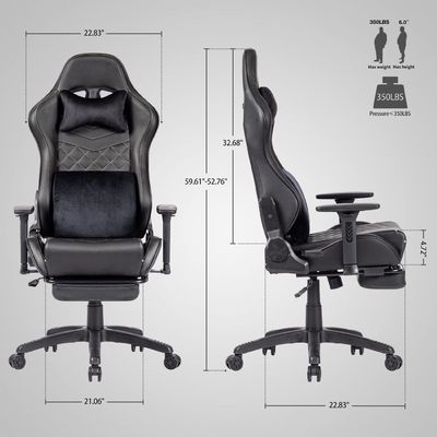 Büro-Spielstuhl mit Fußstütze Hochrücken Verstellbares PU-Leder Modernes Design