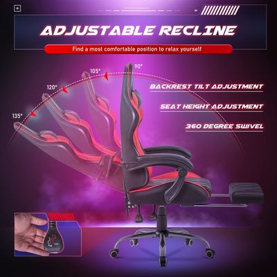 Computerspielzimmer Drehstuhl mit Massage Lumbalunterstützung und ergonomischem Hochrückendesign