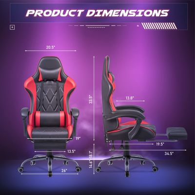 Computerspielzimmer Drehstuhl mit Massage Lumbalunterstützung und ergonomischem Hochrückendesign