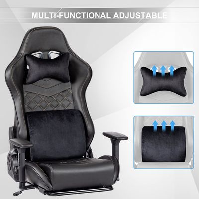 Büro-Spielstuhl mit Fußstütze Hochrücken Verstellbares PU-Leder Modernes Design