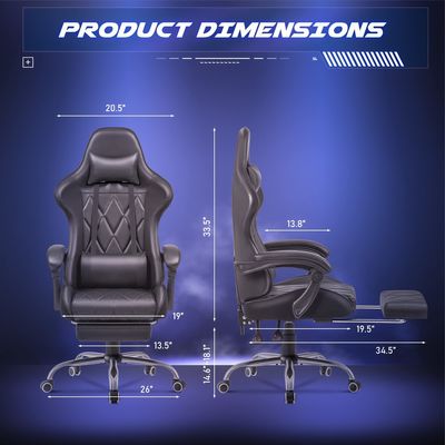 Computerspielzimmer Racing Gaming-Stuhl mit Fußstütze und Massage Lendenunterstützung Hochrücken