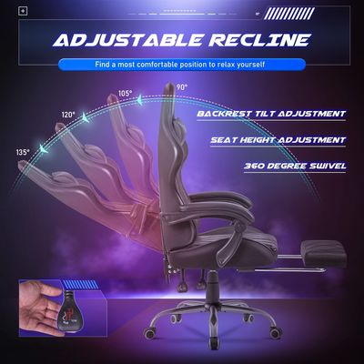 Computerspielzimmer Racing Gaming-Stuhl mit Fußstütze und Massage Lendenunterstützung Hochrücken