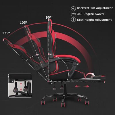Postverpackung Y Hochrücken ergonomischer Spielstuhl mit Fußstütze und verstellbarer Höhe