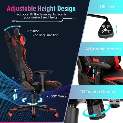 Verstellbarer Rückenstützungs-Rennstuhl Ergonomischer Spielstuhl für Erwachsene in in ALINUNU