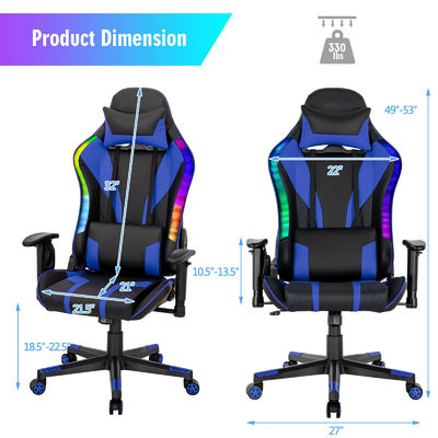 ALINUNU Metall-Aluminium-Rennsport ergonomischer Spielstuhl mit verstellbarer Lendenstütze