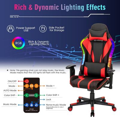 Verbessern Sie Ihren Gaming-Stuhl auf ALINUNU Drehstuhl mit RGB-LED-Leuchten Ergonomisches Design