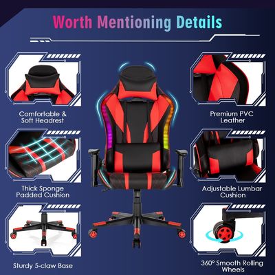 Verbessern Sie Ihren Gaming-Stuhl auf ALINUNU Drehstuhl mit RGB-LED-Leuchten Ergonomisches Design