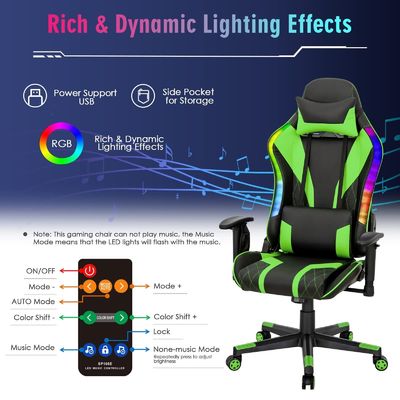Komfortabler ergonomischer RGB-Spielstuhl mit verstellbarem Design und RGB-LED-Leuchten