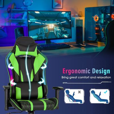 Komfortabler ergonomischer RGB-Spielstuhl mit verstellbarem Design und RGB-LED-Leuchten