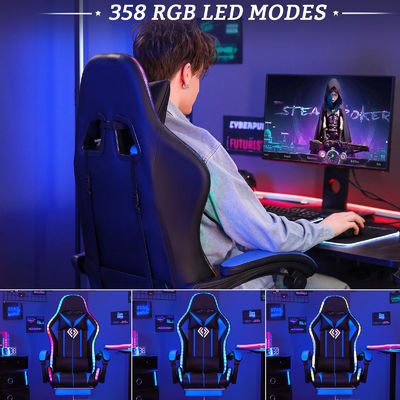 Ergonomischer Spielstuhl mit LED-Leuchten, Fußstütze und Dreh-Stil