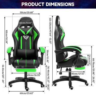 Modernes Design ALINUNU Ergonomischer Computermassage Spielstuhl mit LED-Leuchten und Fußstütze