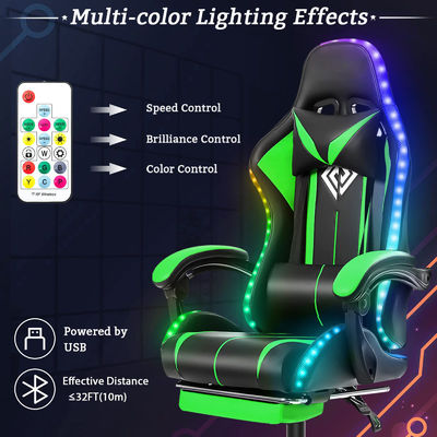 Modernes Design ALINUNU Ergonomischer Computermassage Spielstuhl mit LED-Leuchten und Fußstütze
