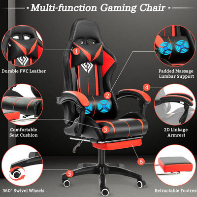 39.75 Pfund Ergonomischer Computer-Massage-Spielstuhl mit LED-Leuchten und Fußstütze