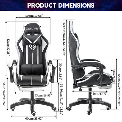 ALINUNU Falschleder ergonomischer Computermassage-Spielstuhl mit LED-Leuchten und Fußstütze