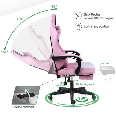 Modernes Design Synthetisches Leder Ergonomischer Computerspielstuhl mit Fußstütze ALINUNU