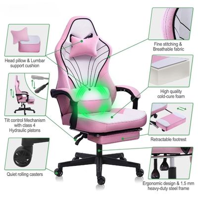Modernes Design Synthetisches Leder Ergonomischer Computerspielstuhl mit Fußstütze ALINUNU