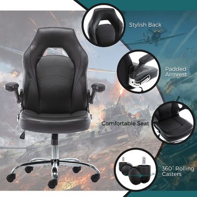 Synthetisches Leder Drehstuhl ALINUNU Ergonomischer Computerspielstuhl für Heimrennen