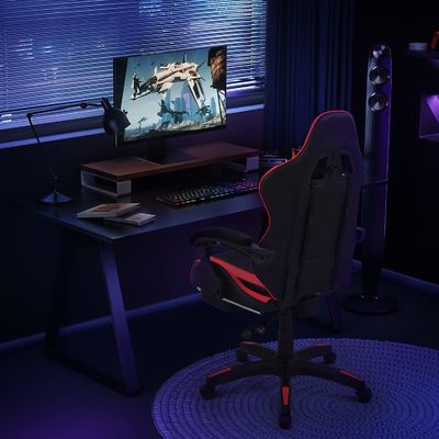 Modernes Design Stoff Lendenstütze Ergonomischer Computer-Rennstuhl mit Fußstütze