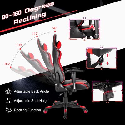 Verstellbarer ergonomischer Rennsportstuhl mit Lendenstütze und Höhenanpassung