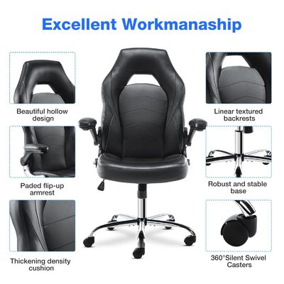 Ergonomischer Rennspielstuhl ALINUNU Direkt drehbarer Computerstuhl mit Lendenstütze