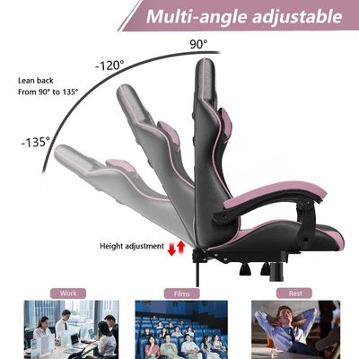 Home Office Racing Gaming Chair mit Kopfstütze und Lendenstütze