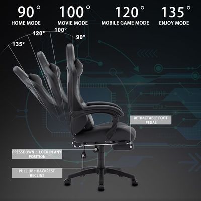 Höhenverstellbarer ergonomischer Dreh- und Drehstuhl mit Kopfstütze und Lendenstütze
