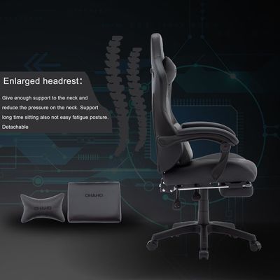 Höhenverstellbarer ergonomischer Dreh- und Drehstuhl mit Kopfstütze und Lendenstütze