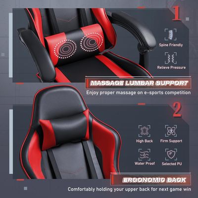 Modern Design Renncomputer Videospiele Stuhl mit Fußstütze und Massage Lendenunterstützung