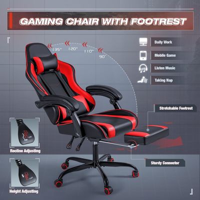 Modern Design Renncomputer Videospiele Stuhl mit Fußstütze und Massage Lendenunterstützung