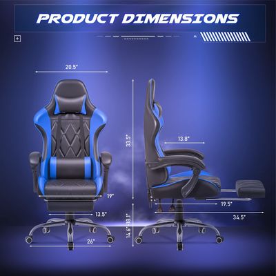angepasster Farb ergonomischer Videospielstuhl mit Fußstütze und Massage Lendenunterstützung