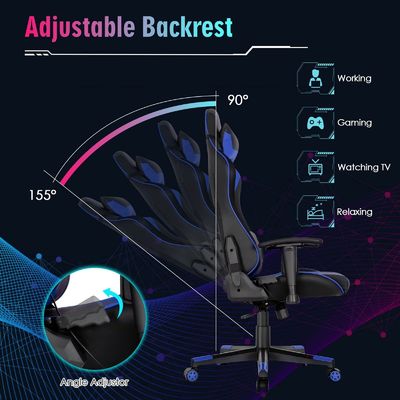 Ergonomischer Videospiele-Stuhl mit RGB-LED-Leuchten und verstellbarem Design