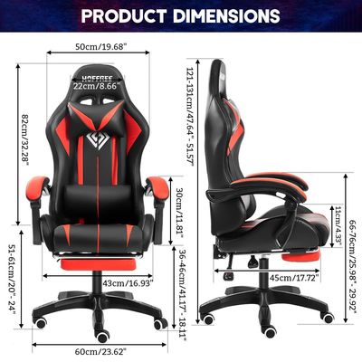 Personalisieren Sie ALINUNU Ergonomischer Computer-Massage-Spielstuhl mit LED-Leuchten und Fußstütze
