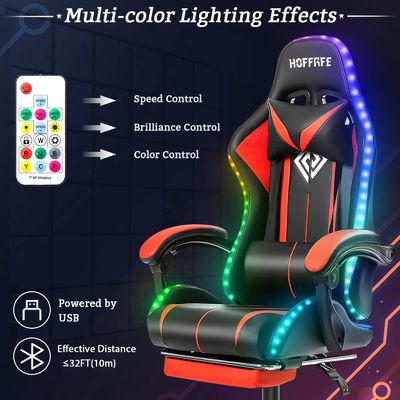 Personalisieren Sie ALINUNU Ergonomischer Computer-Massage-Spielstuhl mit LED-Leuchten und Fußstütze