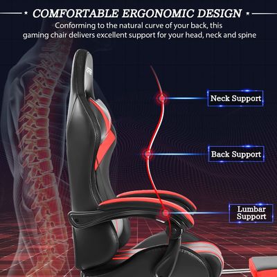 Personalisieren Sie ALINUNU Ergonomischer Computer-Massage-Spielstuhl mit LED-Leuchten und Fußstütze