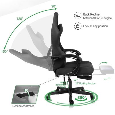 Home Office Gaming Chair mit Fußstütze und Produktgrößen 25&quot;D x 23&quot;W x 53&quot;H