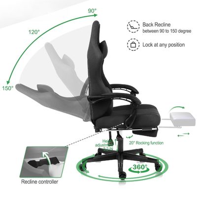 ALINUNU Ergonomischer Computerspielstuhl mit Fußstütze