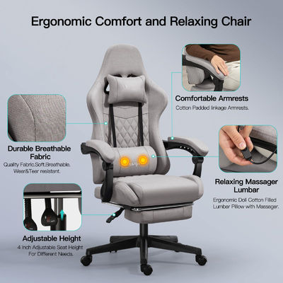Ergonomisch verstellbarer Schreibtisch Computerspielstuhl mit Fußstütze und Massage 41 Pfund