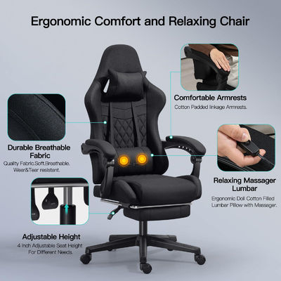 Personalisierte Farbe Ergonomisch verstellbares Schreibtisch Computerspielstuhl mit Fußstütze und Massage