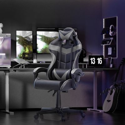 Holen Sie sich den ultimativen Gaming-Erlebnis PU Gaming-Stuhl mit Massage 33&quot;D x 24&quot;W x 49.2&quot;H