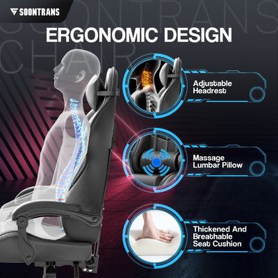 Direkte Lieferung moderner Ergonomischer Gamer-Stuhl mit Massage und synthetischem Leder