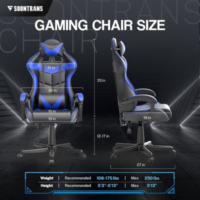 ALINUNU Ergonomischer Gamerstuhl mit Massage und synthetischem Leder