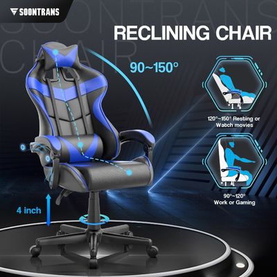 ALINUNU Ergonomischer Gamerstuhl mit Massage und synthetischem Leder