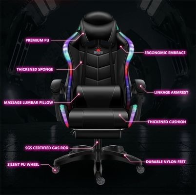 Verbessern Sie Ihre Spielanlage mit ALINUNU PC Massage Gaming Chair mit LED und Lautsprechern
