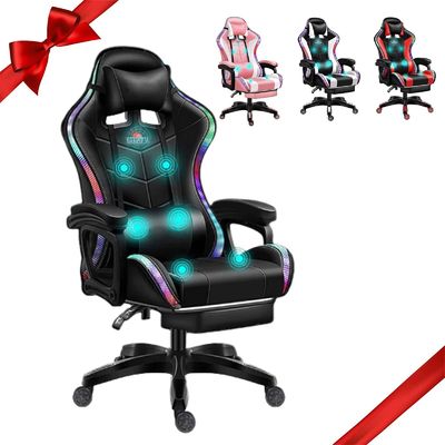 Modernes Design Computerspielzimmer LED-Spielstuhl mit Lautsprecher und Lendenkissen