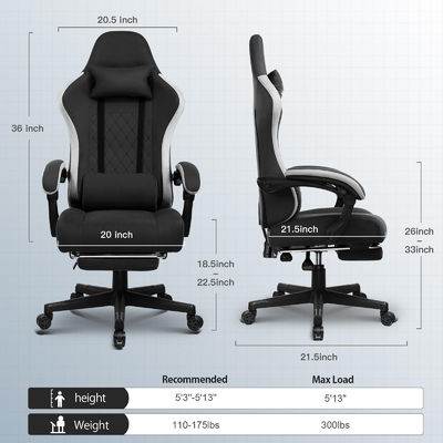 360 Dreh-/ Höhenanpassung/ Liegestelle Hochrücken ergonomischer Computerspielstuhl ALINUNU