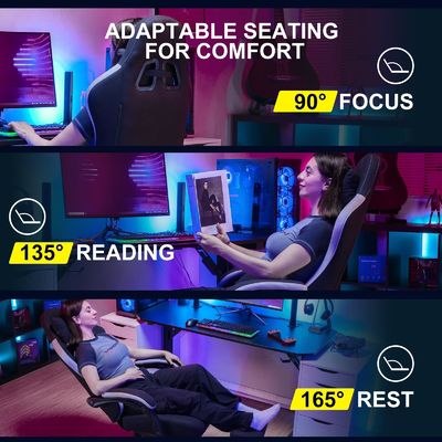360 Dreh-/ Höhenanpassung/ Liegestelle Hochrücken ergonomischer Computerspielstuhl ALINUNU